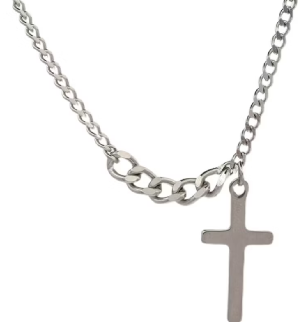 Men’s Stainless Steel Cross Pendant Necklace