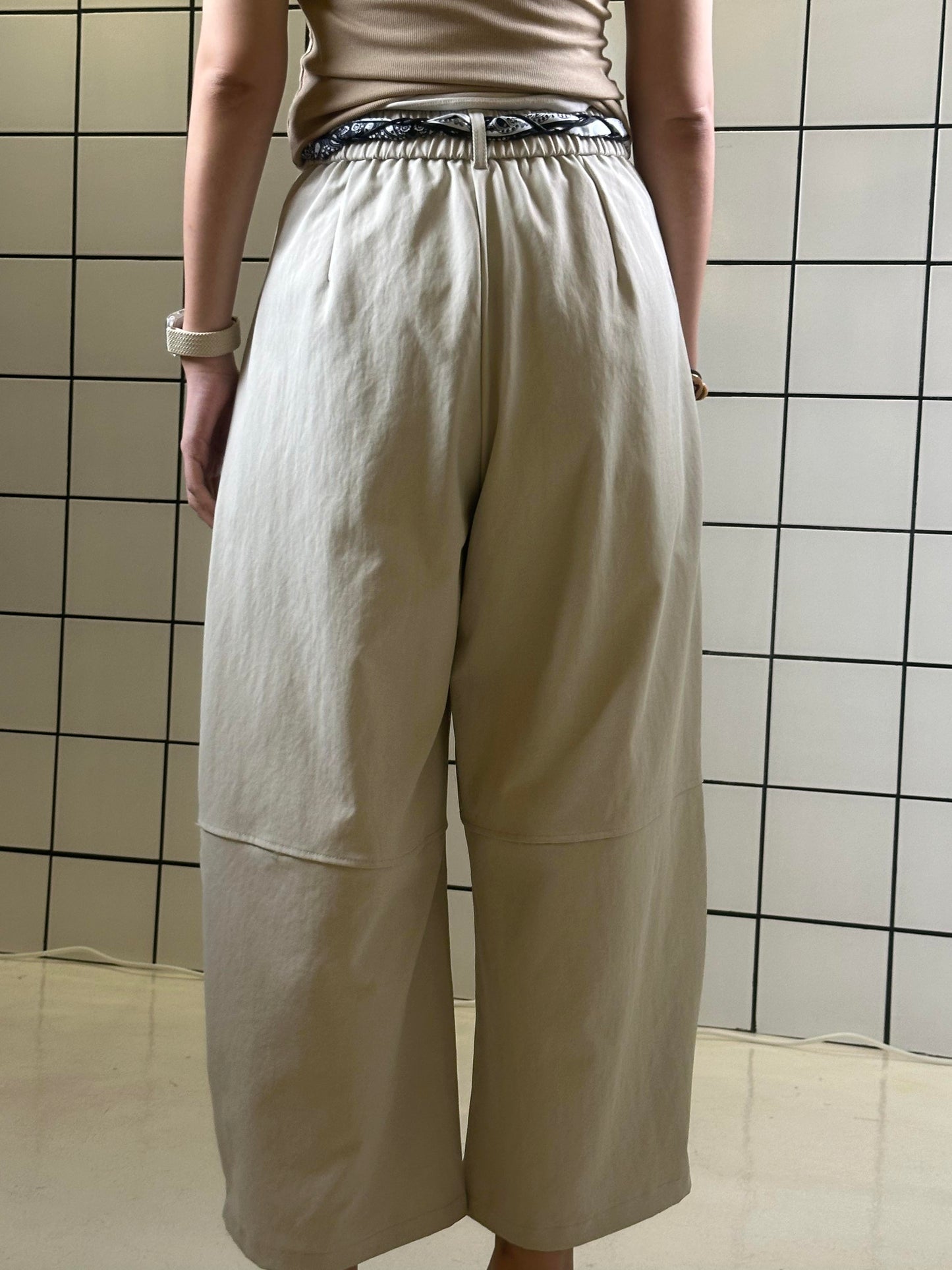 Women's Wide-Leg Cropped Pants with Detachable Tie