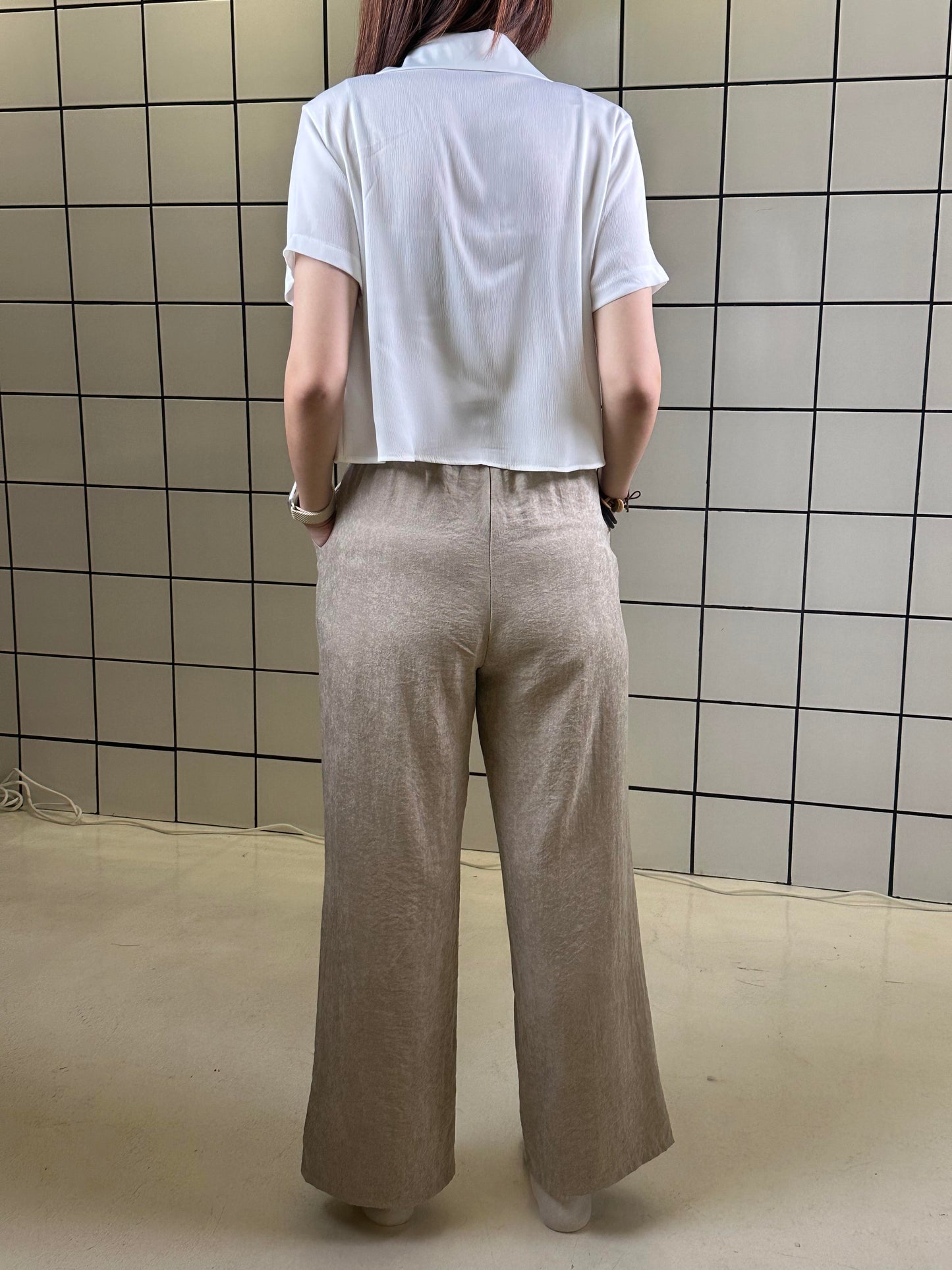 Women's Short Sleeve Collared Shirt Classic White