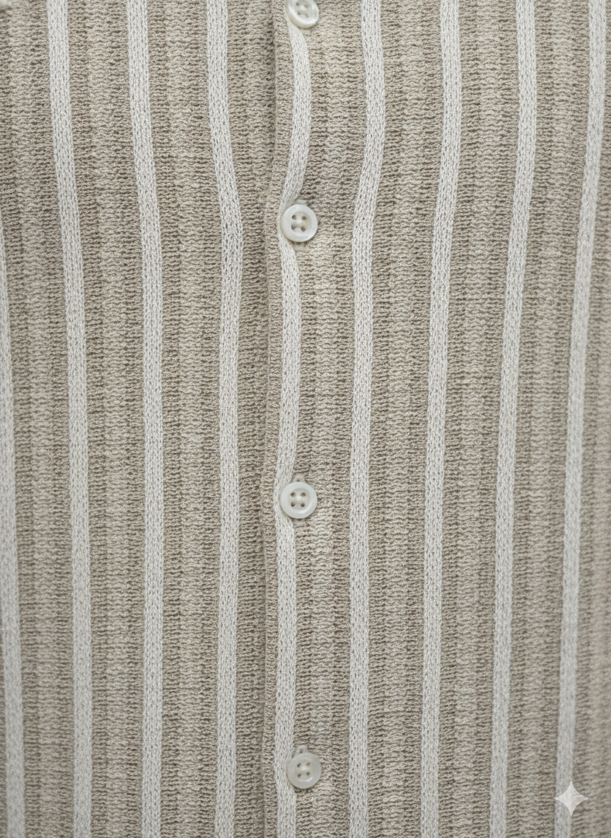 Men’s Relaxed Short Sleeve Striped Shirt - Oat Beige