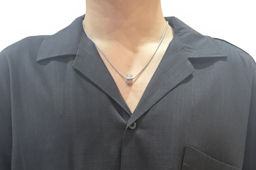 Stacked Ring Cylinder Pendant Necklace