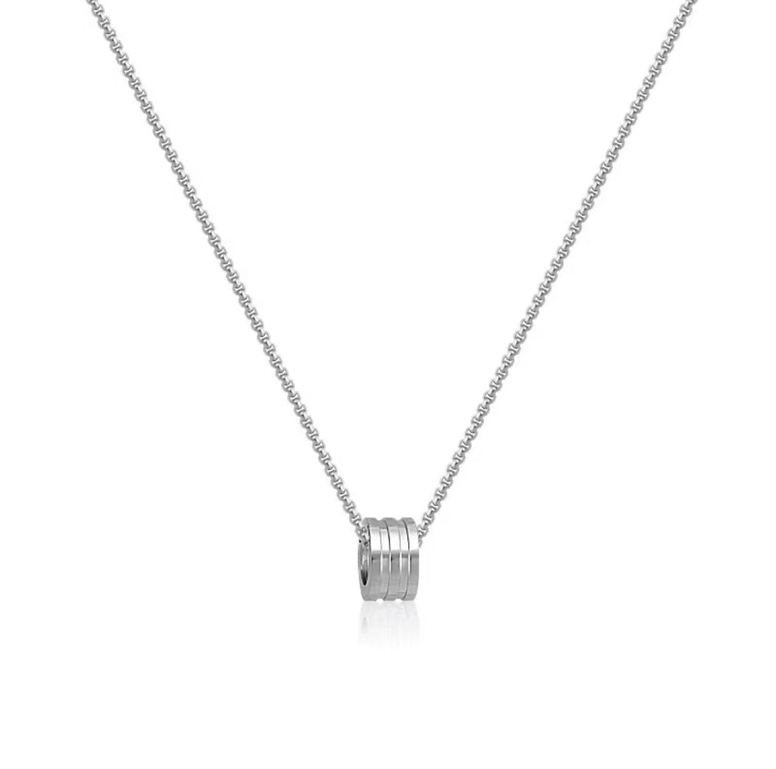Stacked Ring Cylinder Pendant Necklace