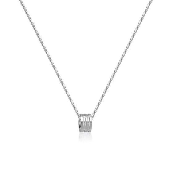 Stacked Ring Cylinder Pendant Necklace