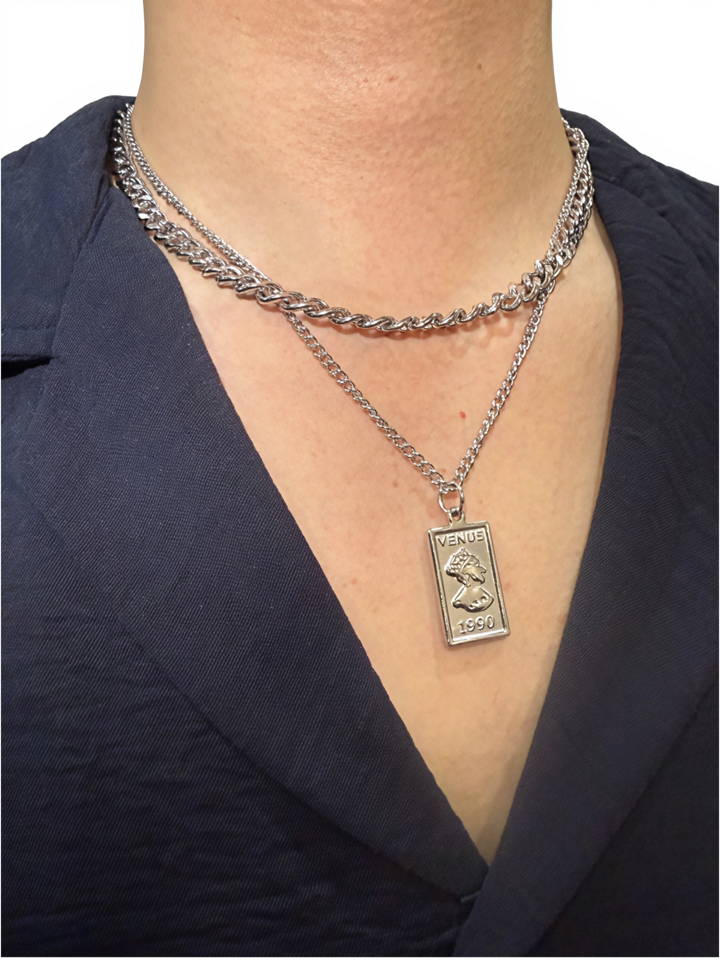 Men’s Stainless Steel Venus Coin Pendant Necklace