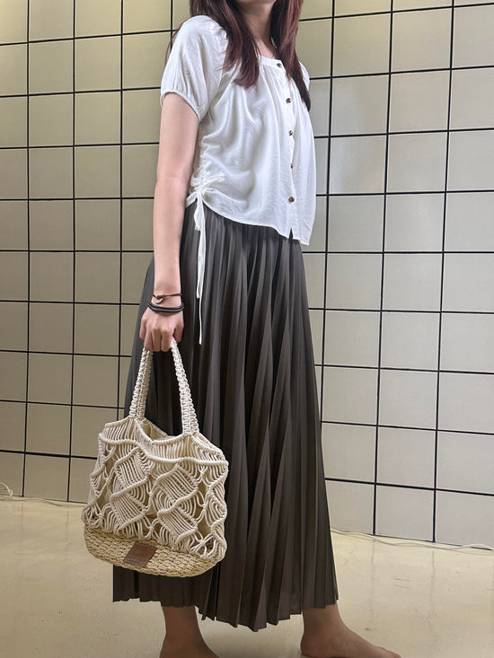 Macramé Knit Straw shoulder handle Tote