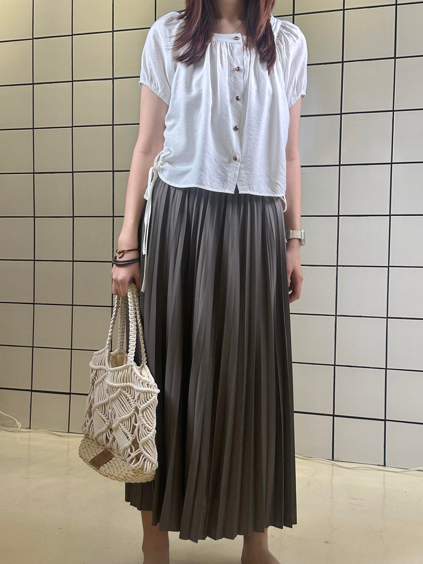 Macramé Knit Straw shoulder handle Tote