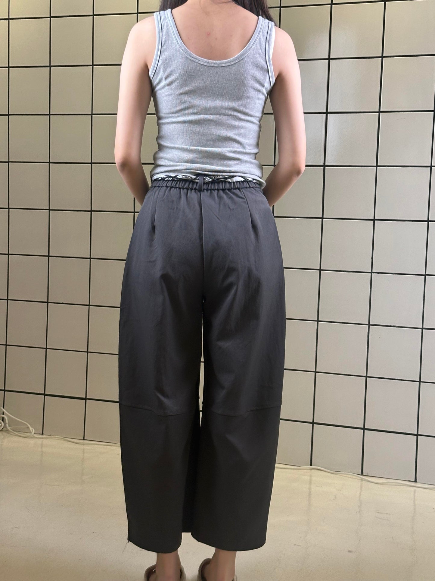 Women's Wide-Leg Cropped Pants with Detachable Tie