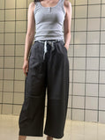 Women's Wide-Leg Cropped Pants with Detachable Tie