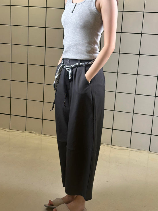 Women's Wide-Leg Cropped Pants with Detachable Tie