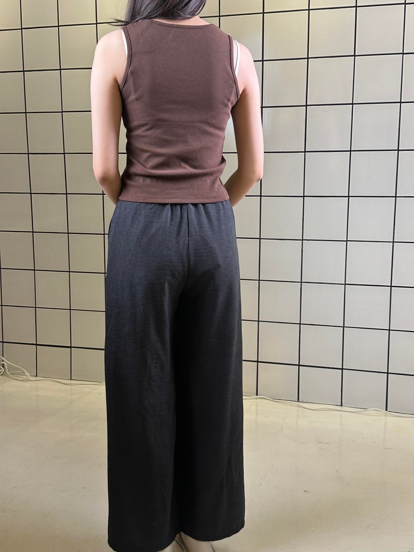 Women's Soft Drape Elastic Waist Wide Pants
