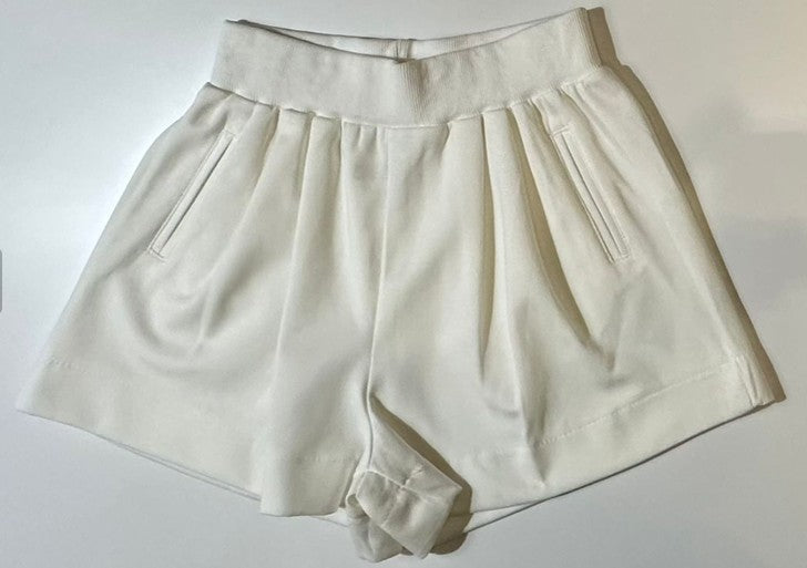 Women's Ribbed Waist Soft Pleated Shorts