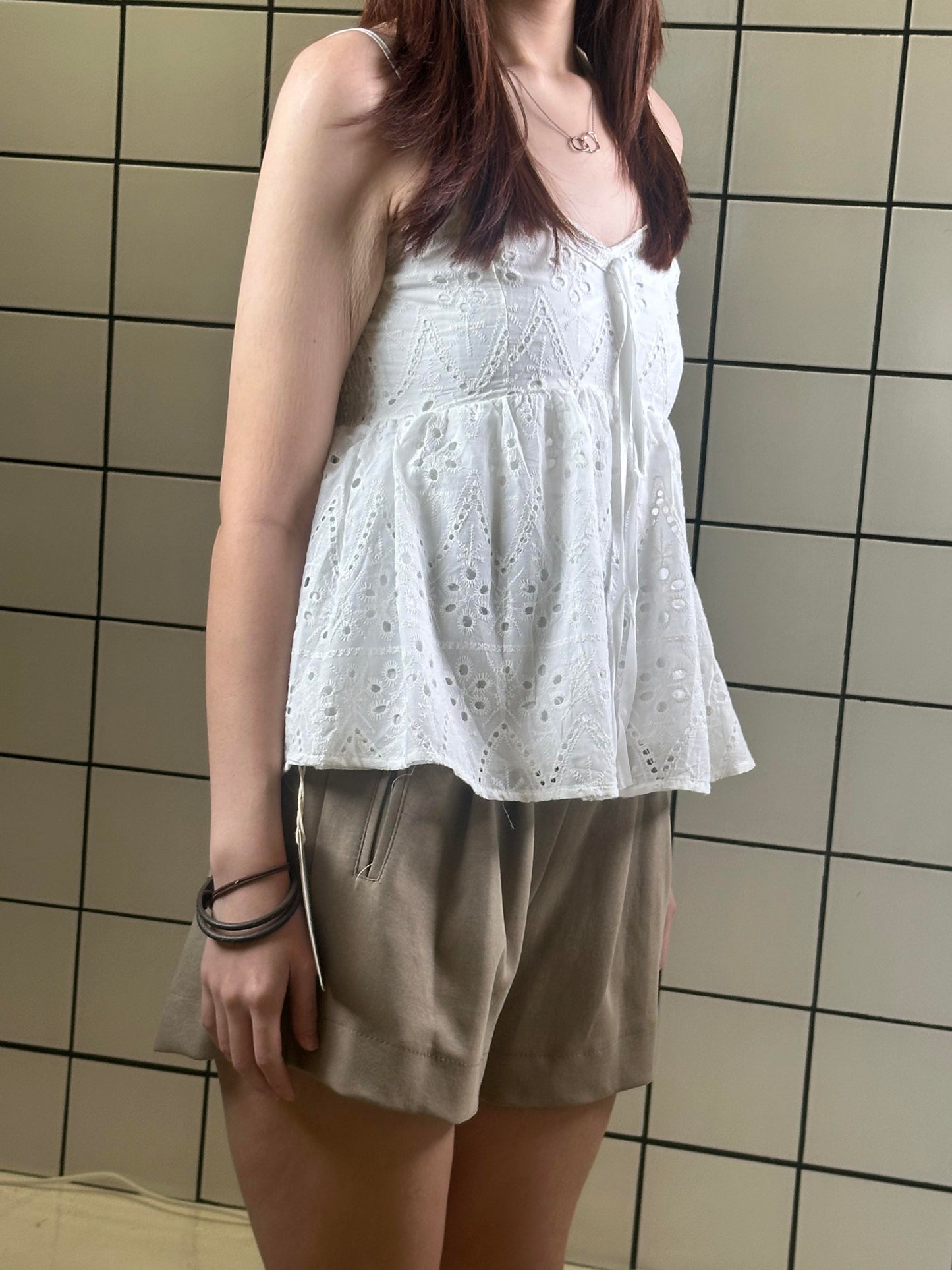 Women's Ribbed Waist Soft Pleated Shorts