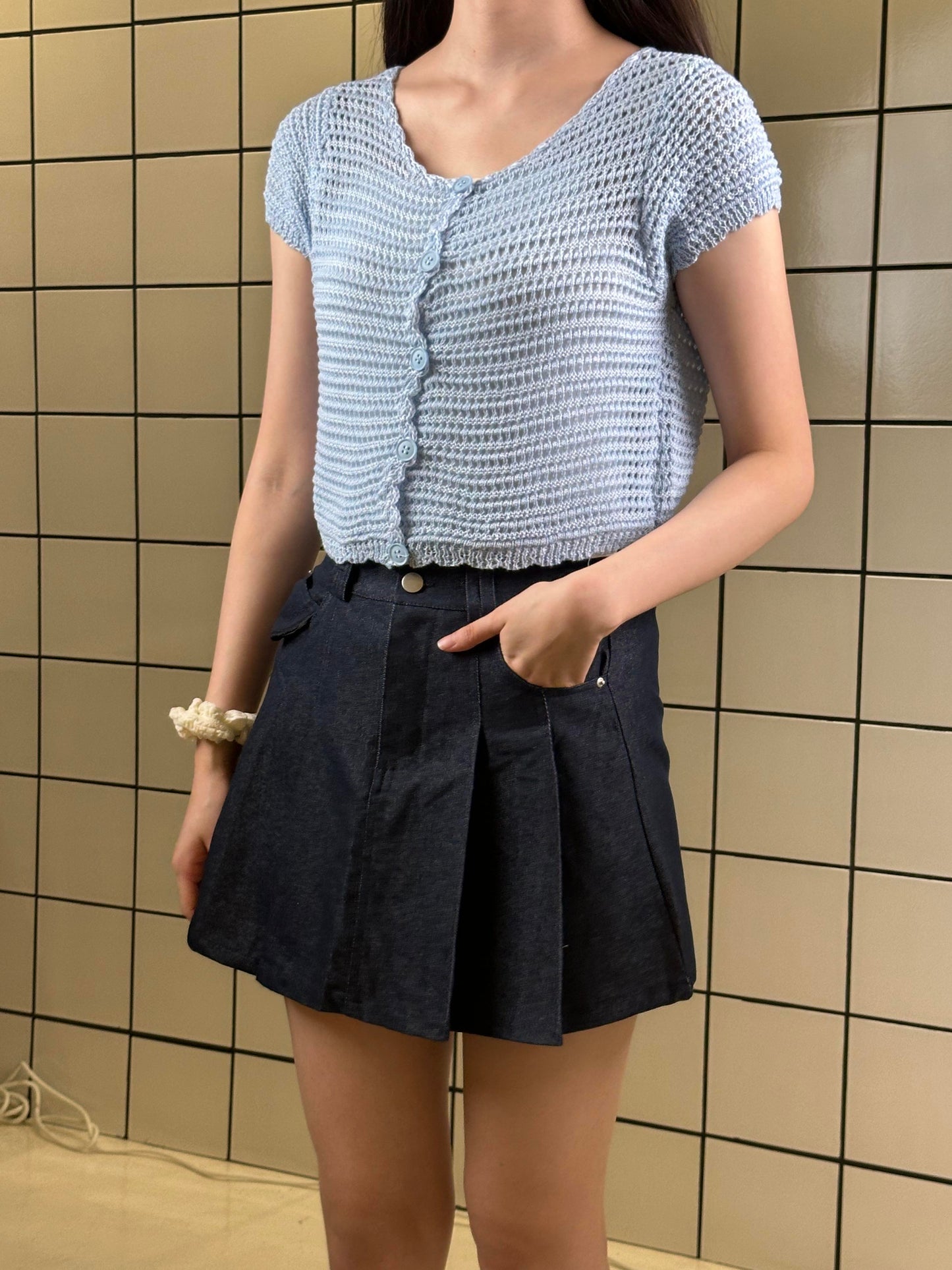 Women's Pleated Built-In Shorts Skort With Belt