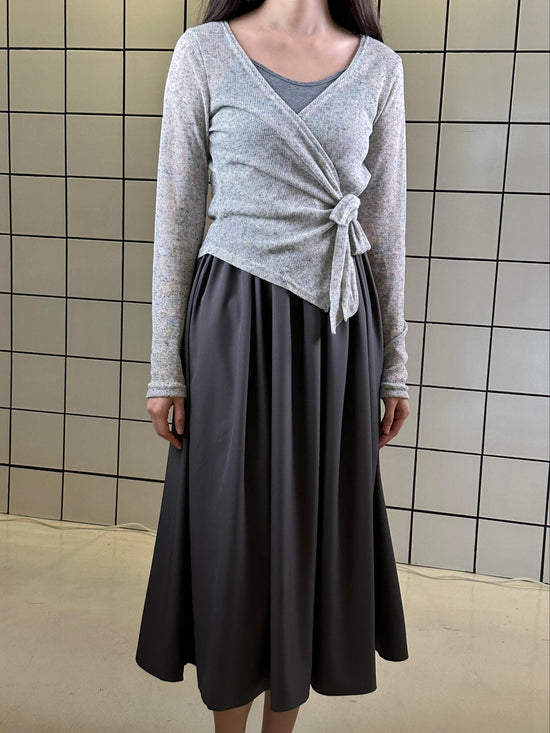 Women's 2-Piece Spaghetti Strap Midi Dress Set – Charcoal Grey