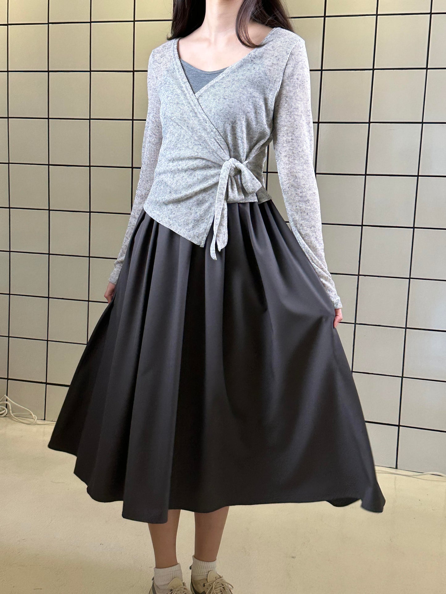 Women's 2-Piece Spaghetti Strap Midi Dress Set – Charcoal Grey