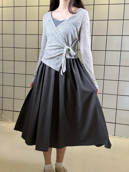 Women's 2-Piece Spaghetti Strap Midi Dress Set – Charcoal Grey