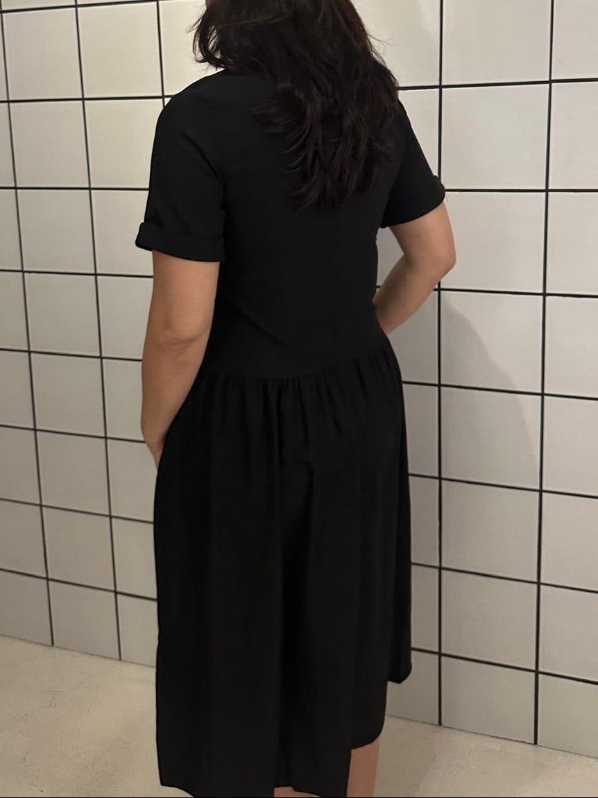 Women's Shirt-Style A-Line Midi Dress