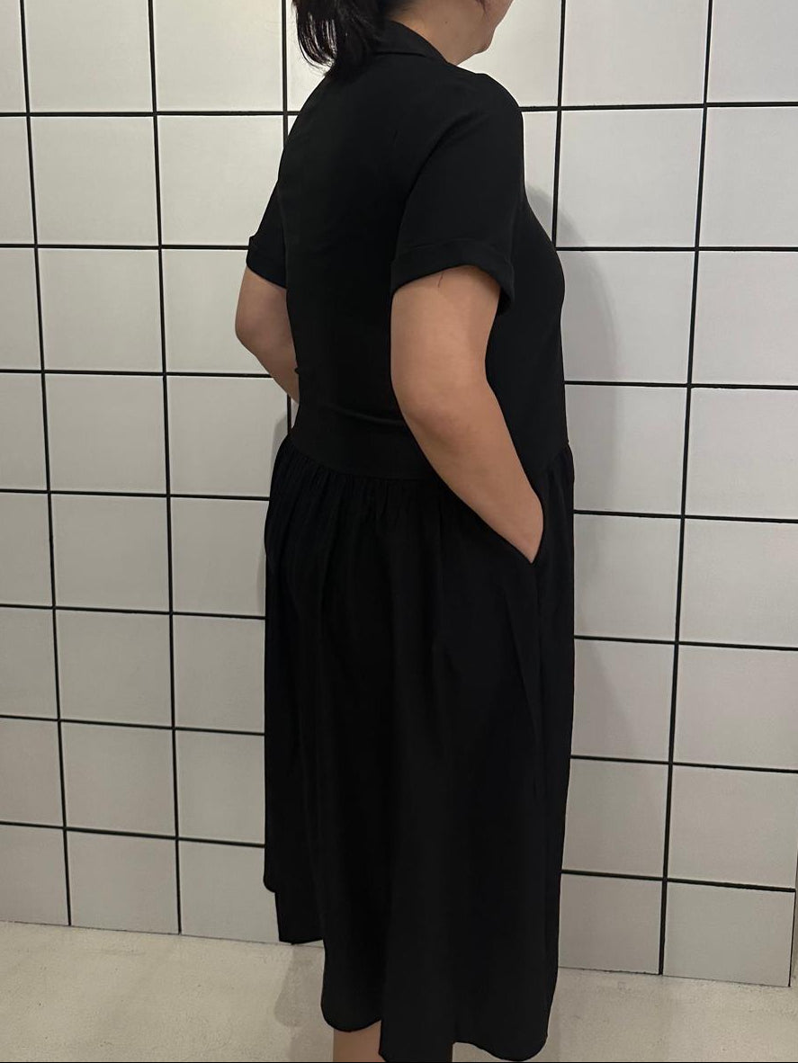 Women's Shirt-Style A-Line Midi Dress