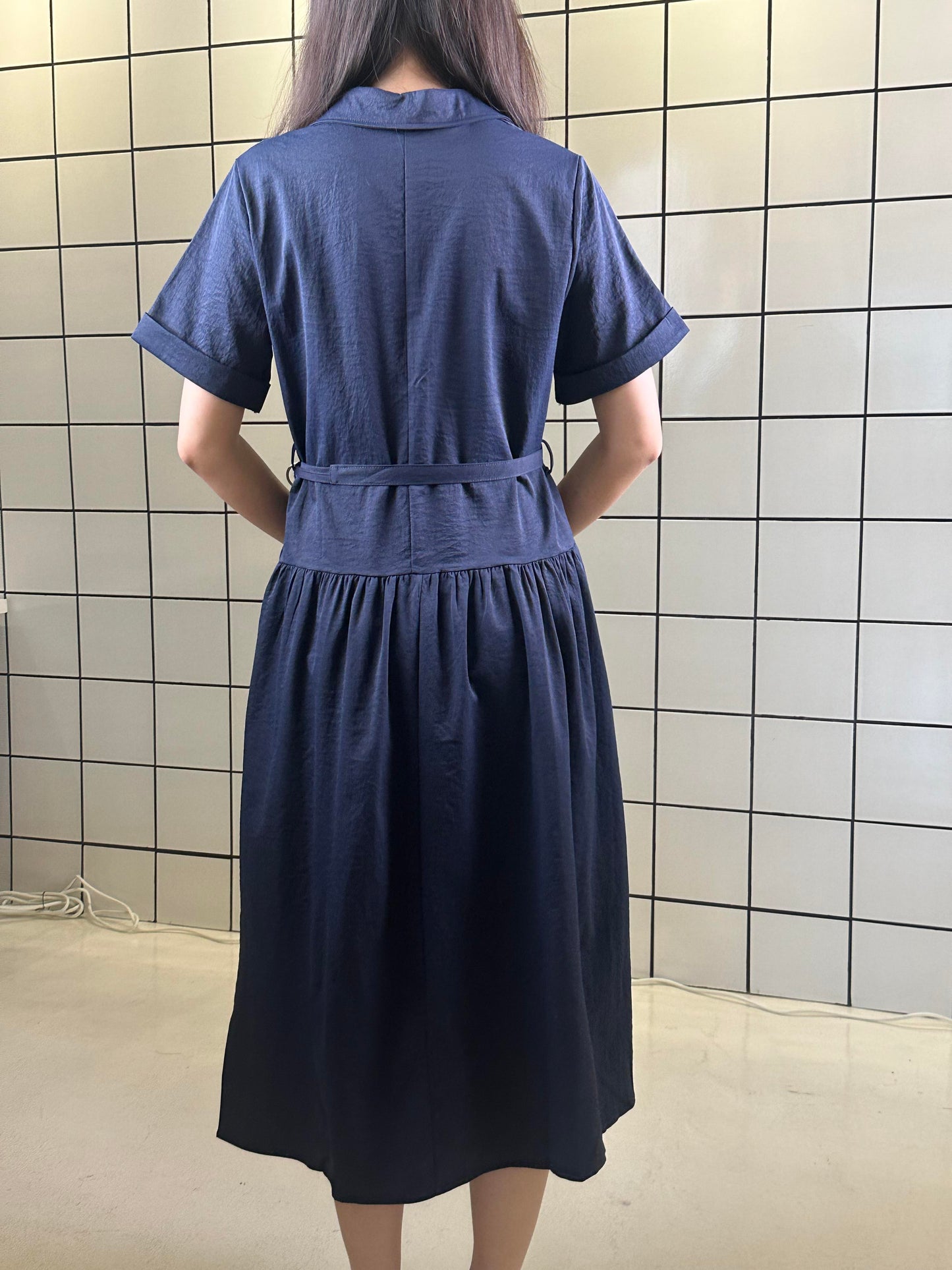 Women's Shirt-Style A-Line Midi Dress