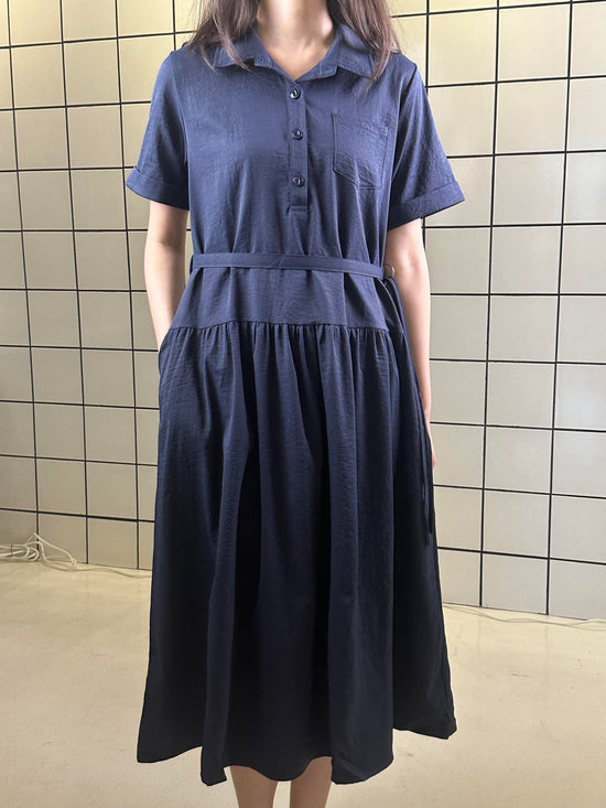 Women's Shirt-Style A-Line Midi Dress