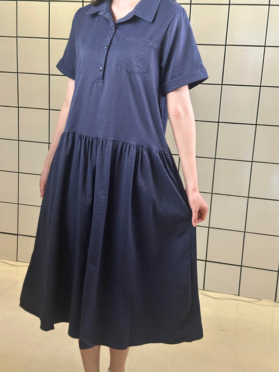 Women's Shirt-Style A-Line Midi Dress