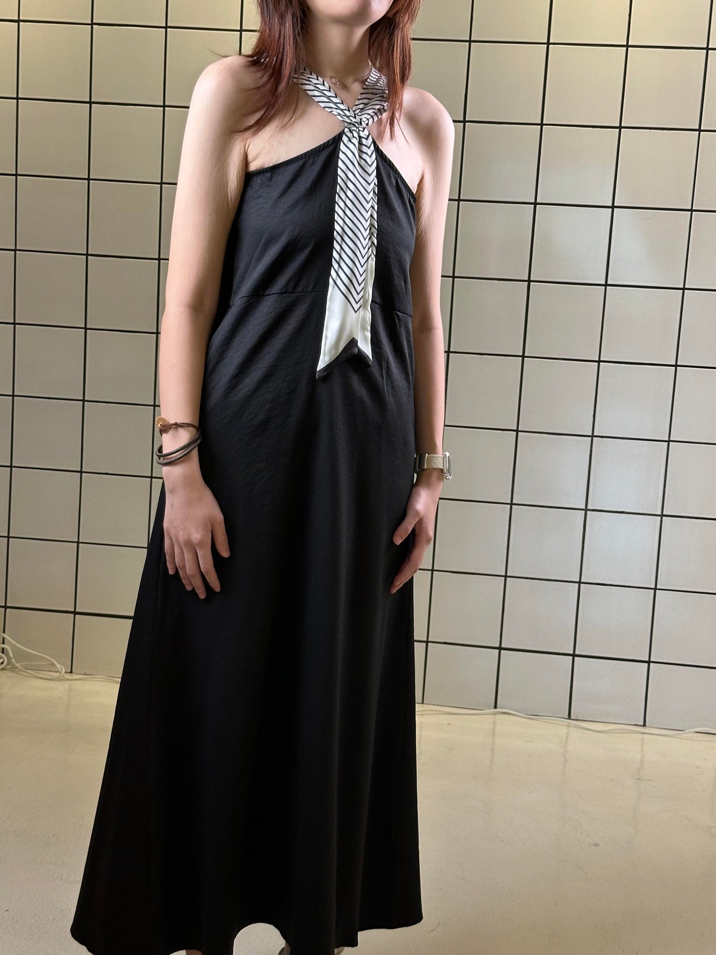 Women's Halter Neck A-Line Maxi Dress