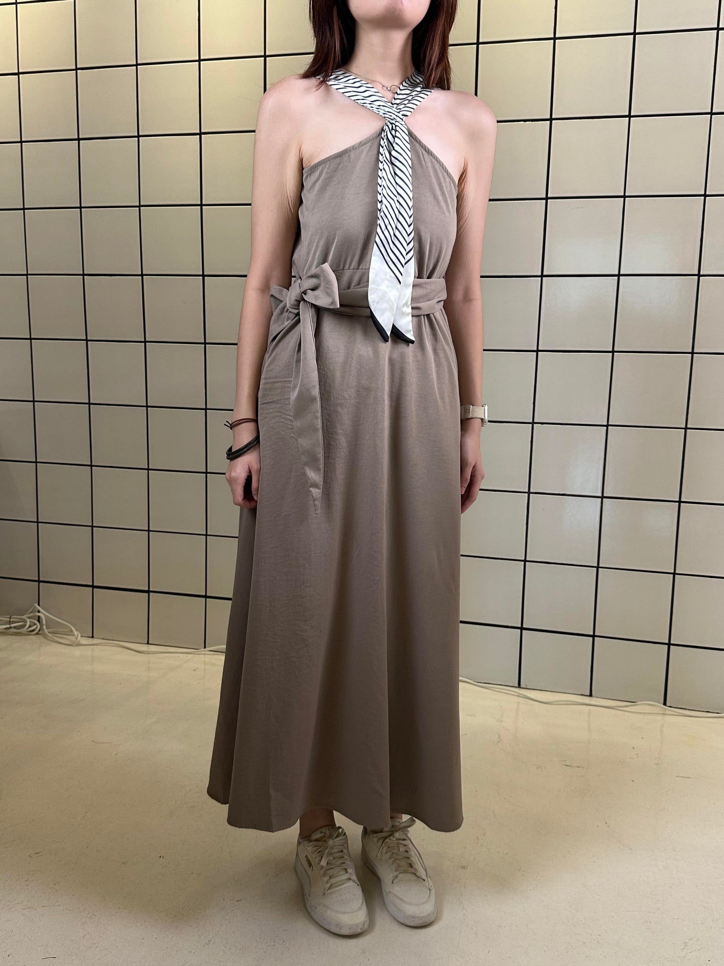 Women's Halter Neck A-Line Maxi Dress