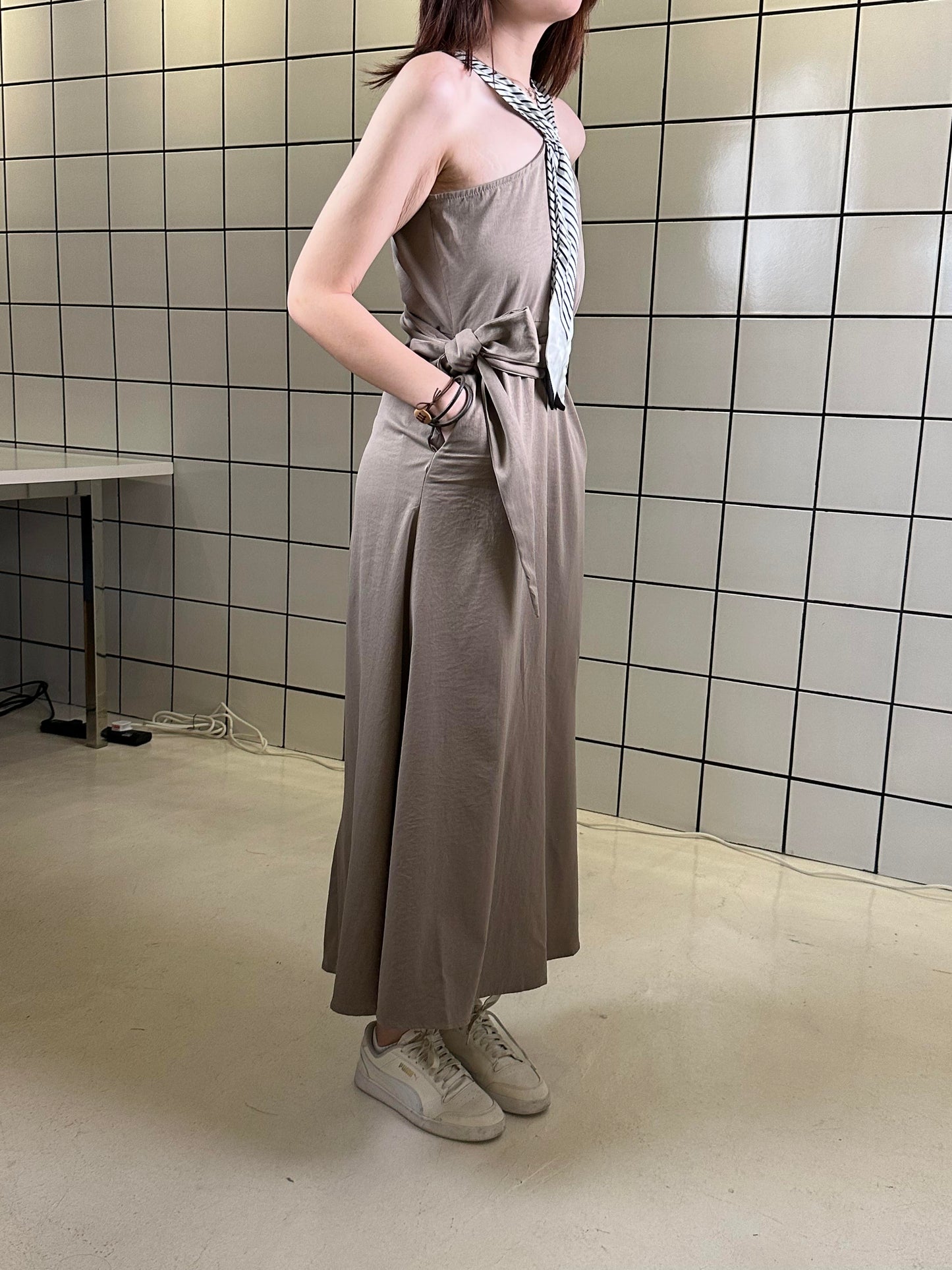 Women's Halter Neck A-Line Maxi Dress