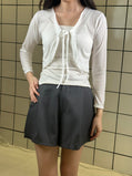 Women's Ribbed Cropped Cardigan Classic White