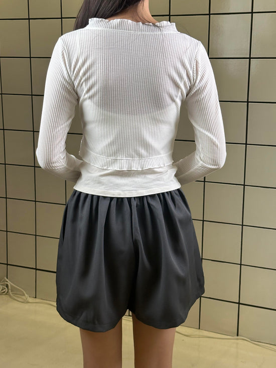 Women's Ribbed Cropped Cardigan Classic White