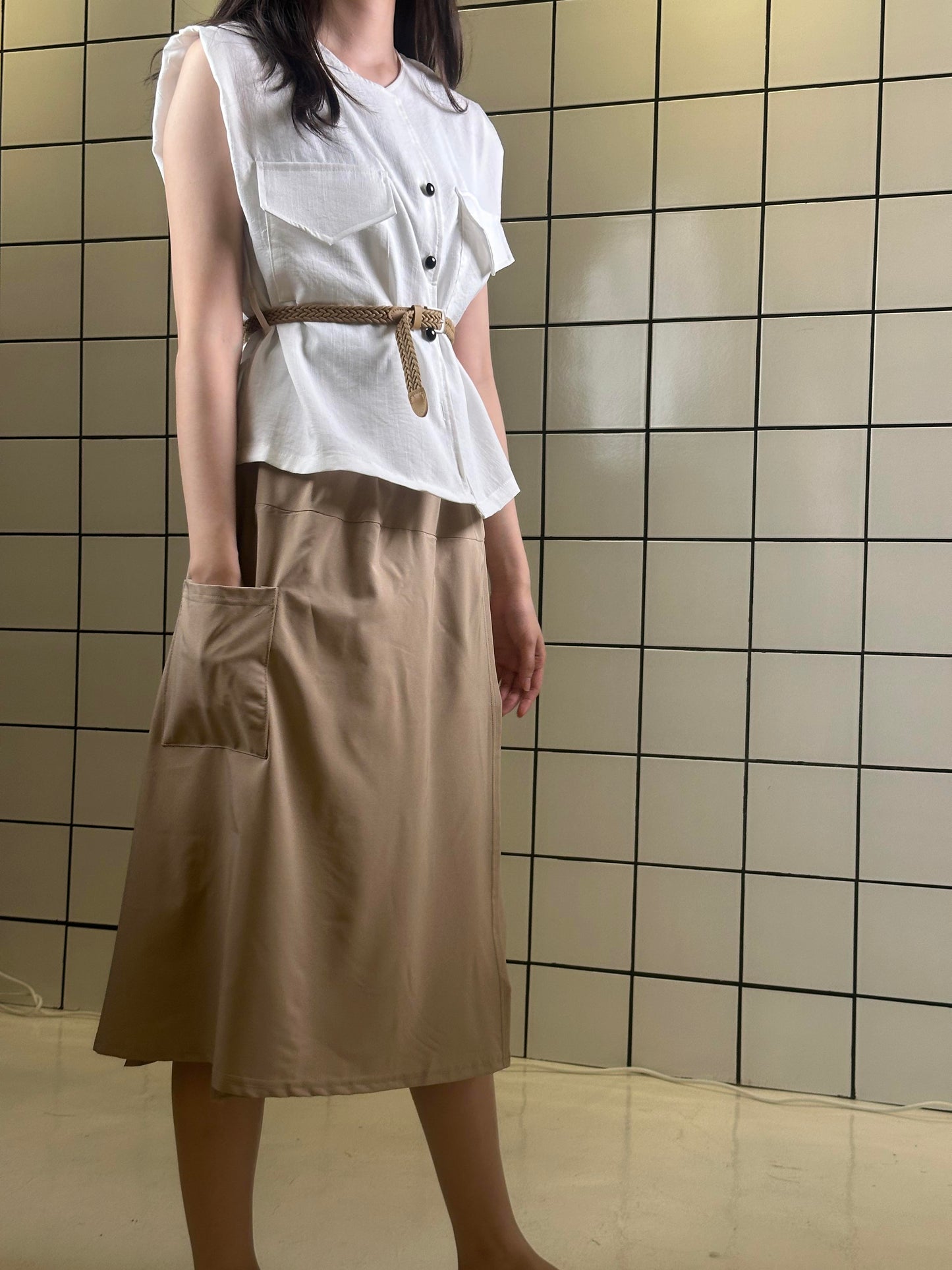 Women's Sleeveless Utility Vest – with Belt