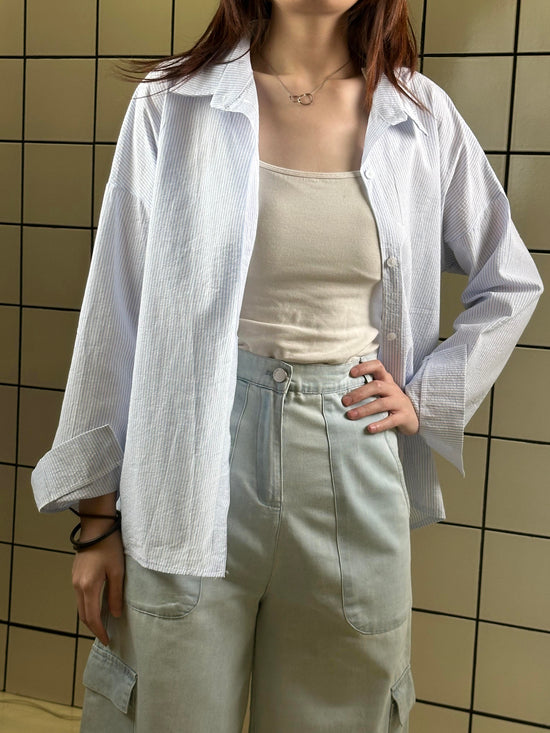 Women's Relaxed Seersucker Button Shirt