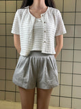Women's Textured Ribbed Short Sleeve 2-Piece Top