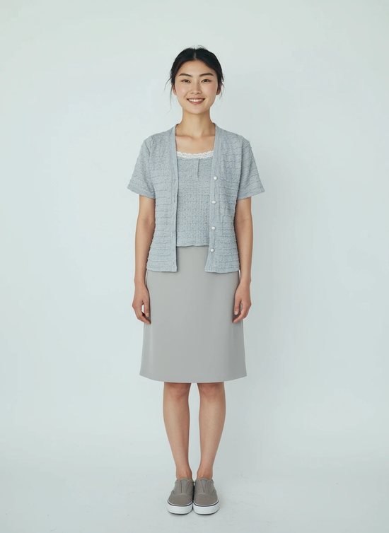 Women's Textured Short Sleeve Layered 2-Piece Top