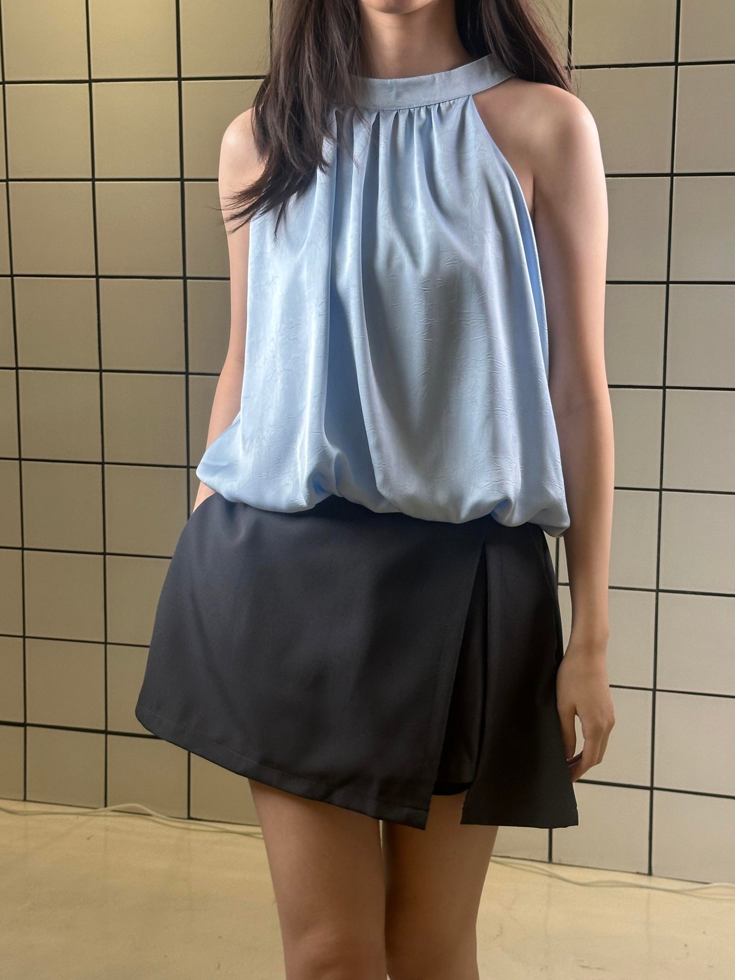 Halter Neck Rose Appliqué Top