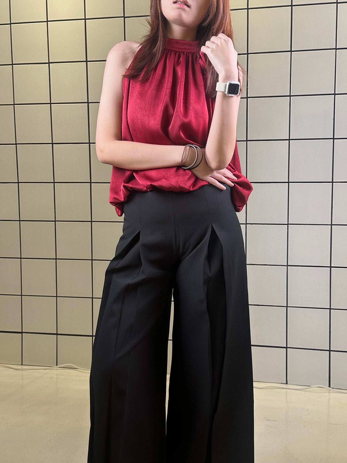 Halter Neck Rose Appliqué Top