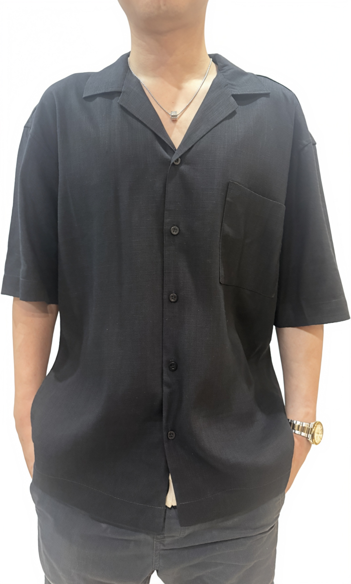 Men’s Relaxed Open Collar Short Sleeve Shirt