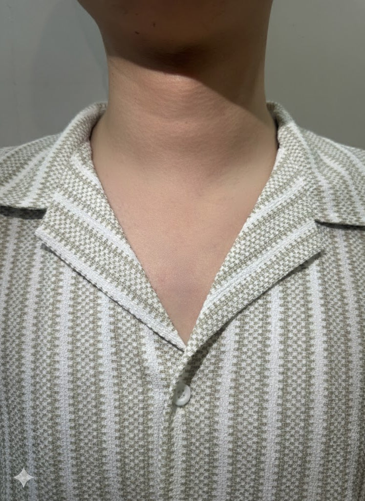 Men’s Relaxed Short Sleeve Striped Shirt - Oat Beige