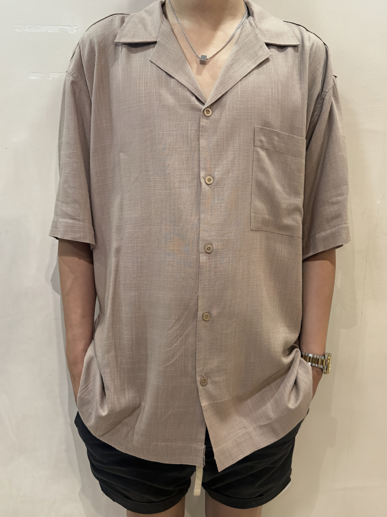 Men’s Relaxed Open Collar Short Sleeve Shirt