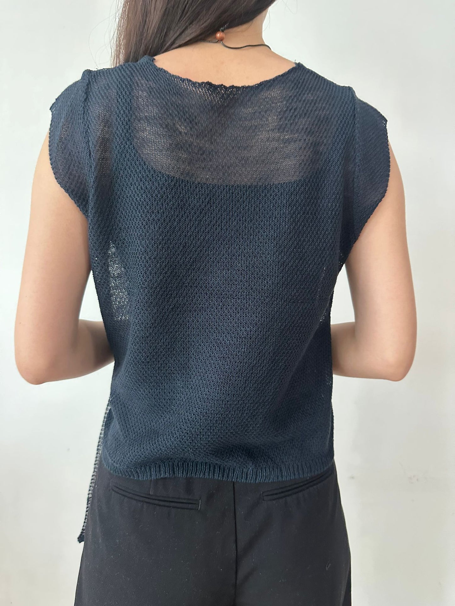 Mesh Wrap Detail Knit Top