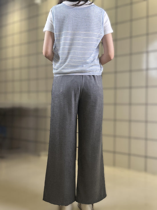 Striped Open-Knit Vest Layering Top