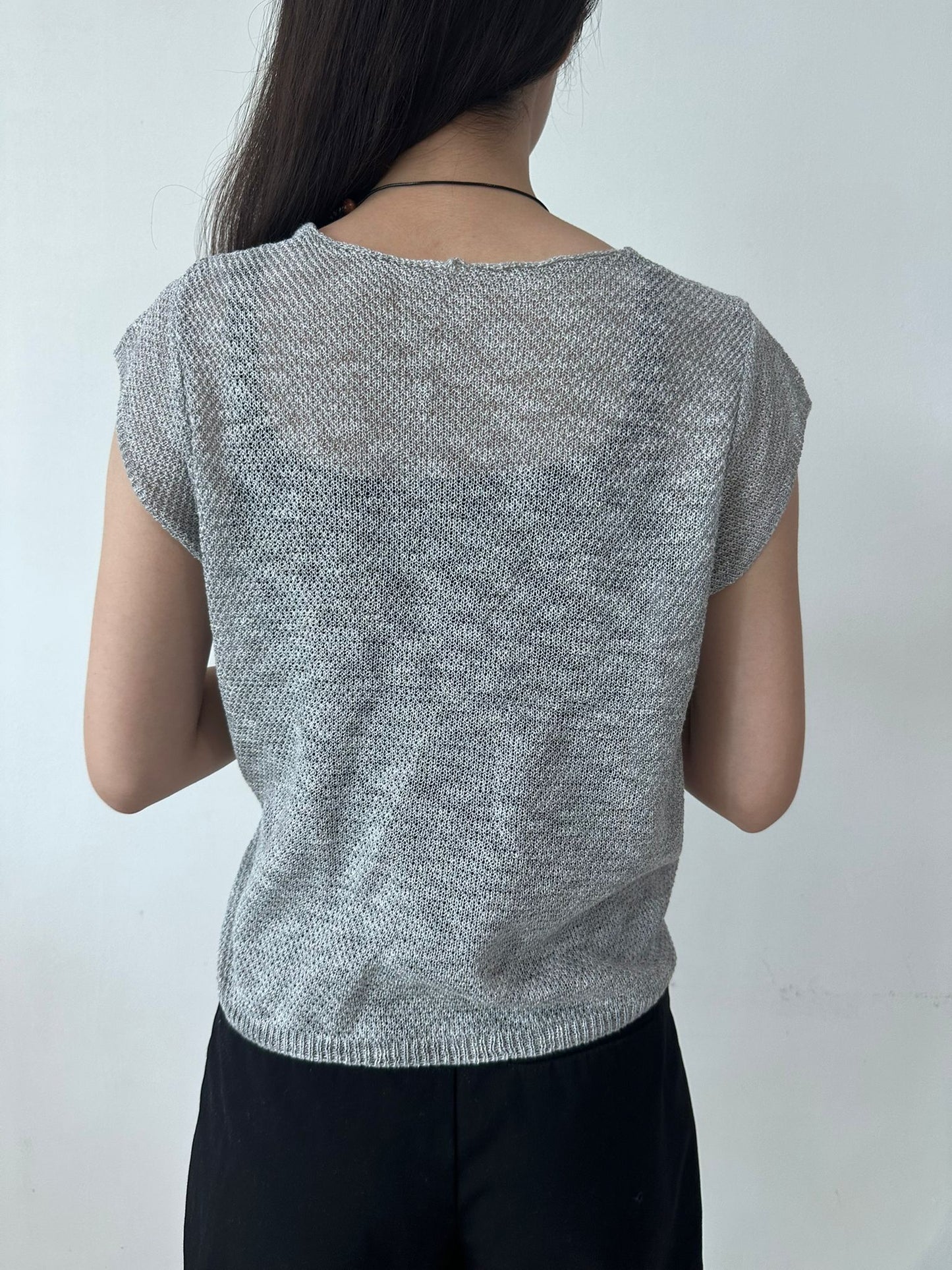 Mesh Wrap Detail Knit Top