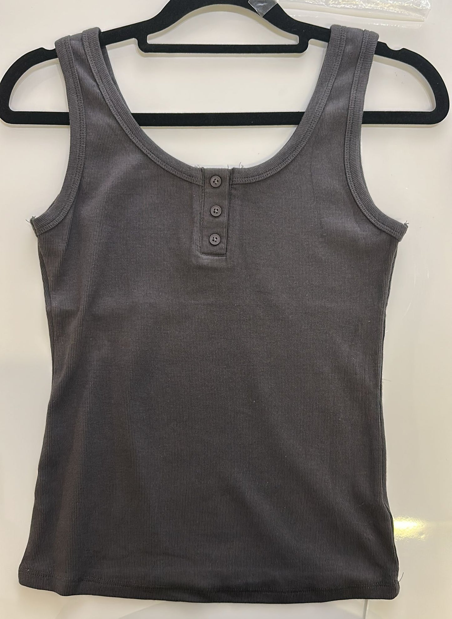 Ribbed Henley Sleeveless Tank Top