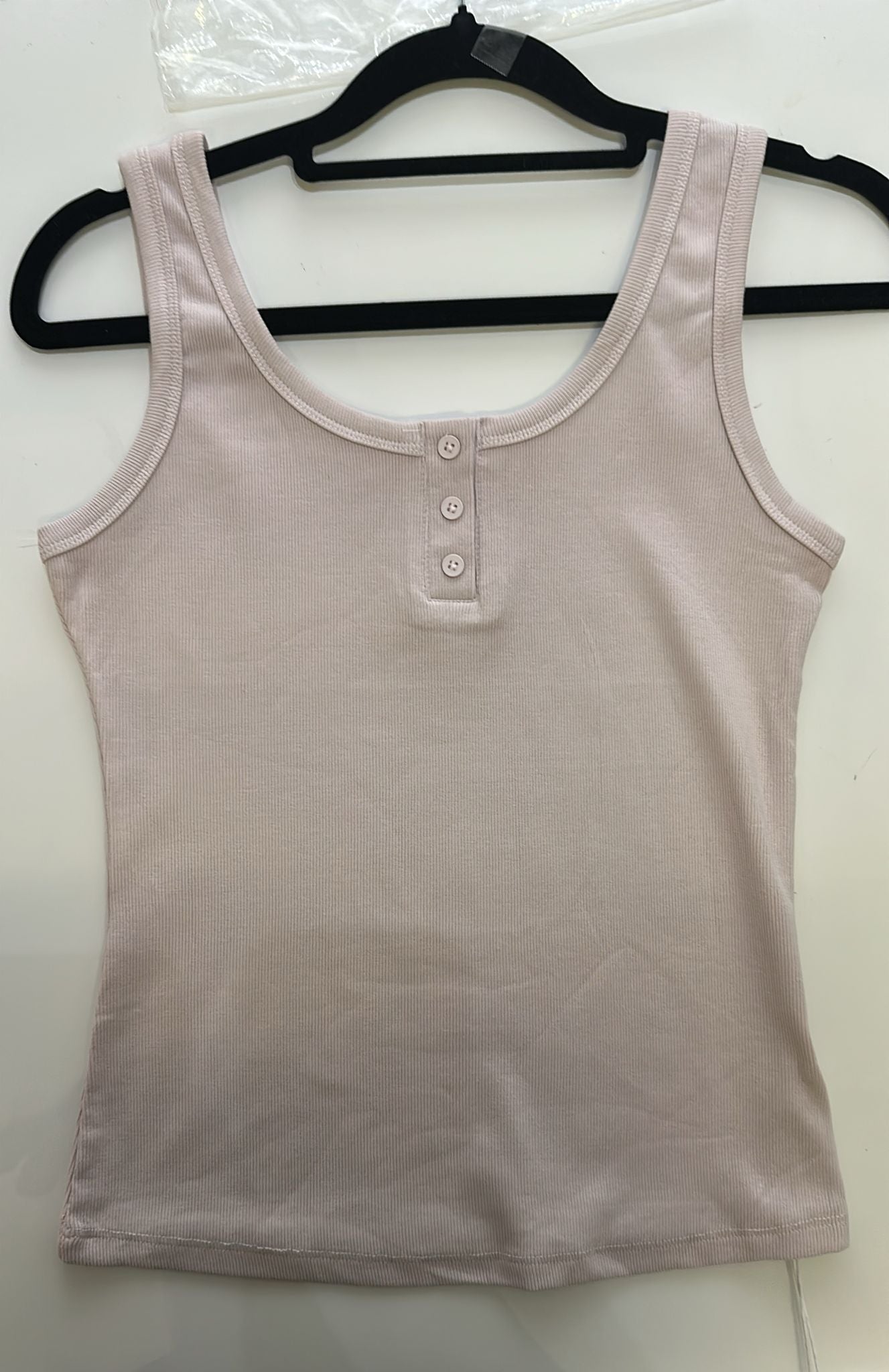 Ribbed Henley Sleeveless Tank Top