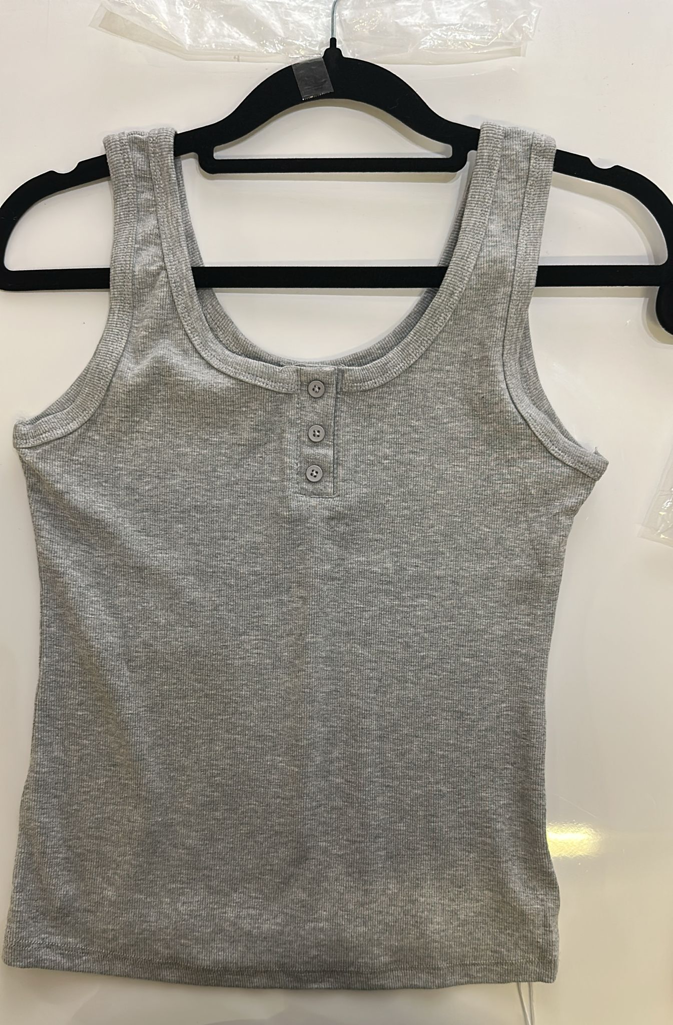 Ribbed Henley Sleeveless Tank Top