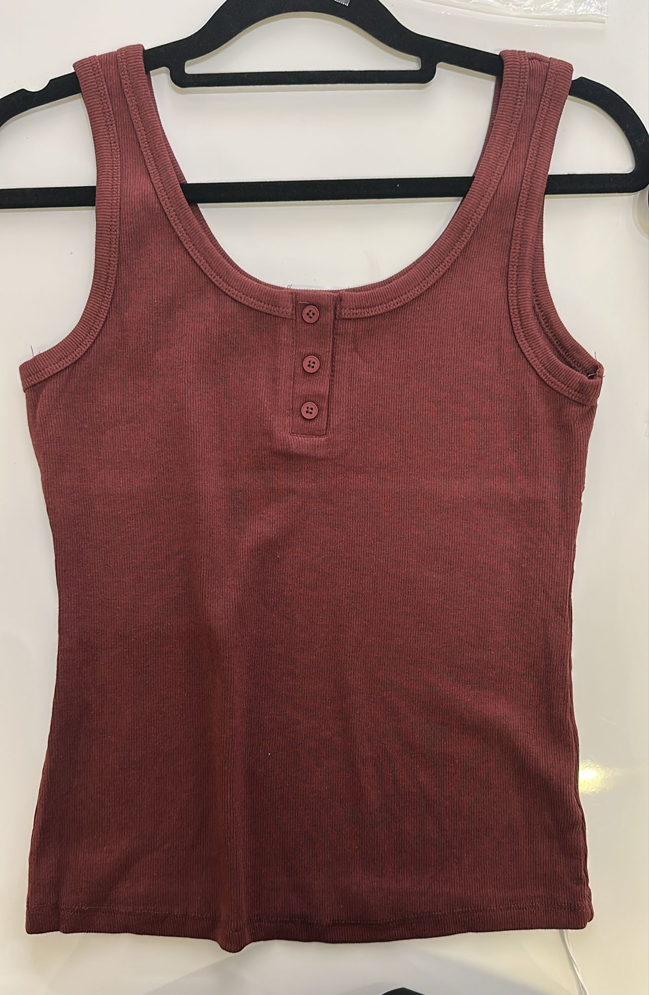 Ribbed Henley Sleeveless Tank Top